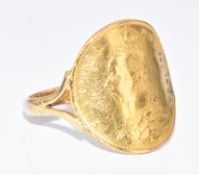 Victorian 18ct gold ring set with an 1887 gold half sovereign, 5.6g, size S
