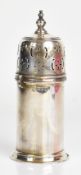 Elkington & Co Ltd Edward VII hallmarked silver sugar caster of plain cylindrical form, London 1909,
