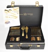SBS Bestecke Solingen gold plated 12 place setting canteen of cutlery in original carry case,