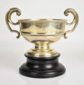 George V hallmarked silver twin handled bowl with scroll handles, Birmingham 1921, maker William