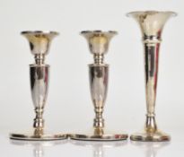 Pair of modern hallmarked silver candlesticks, Birmingham 1969, maker Barker Ellis Silver Co,