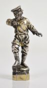 Russian novelty silver model of a dancing figure with parcel gilt decoration, with St. Petersburg
