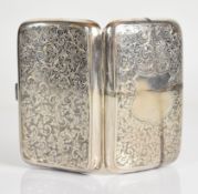 Victorian hallmarked silver cigar case of curved design with engraved foliate decoration and gilt