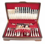 Eight place setting canteen of King's pattern silver plated cutlery, in original fitted canteen,