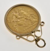1912 gold half sovereign in 9ct gold pendant mount, 4.8g