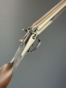 John Fry of Derby 28 bore side by side hammer action shotgun with named and engraved locks, engraved