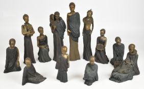 Twelve 'Soul Journeys' Masai figures, tallest 31cm
