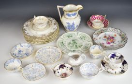 Collection of mainly Rockingham ceramics including interior decorated cups, Victorian jug with