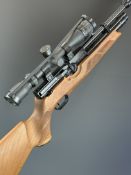 Weihrauch HW100 .22 PCP air rifle with chequered grip and forend, raised cheek piece, adjustable