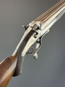 Alexander Blair of Glasgow 8 bore side by side double barrelled hammer action shotgun with named and