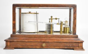 Carpenter & Westley 24 Regent Street London oak cased barograph with bevelled glass panels to the