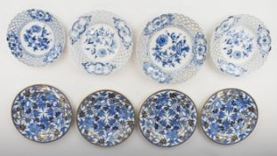 Four Meissen reticulated plates and four 18th/19thC Wedgwood plates, largest diameter 24cm