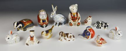 Thirteen Royal Crown Derby paperweights, including Collector's Guild Starlight Hare, Misty,