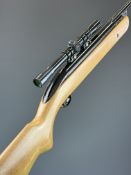 BSA Mercury Mk II .22 under-lever air rifle with semi-pistol grip and unnamed scope, serial number