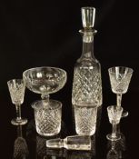 Waterford Crystal suite of cut drinking glasses, decanter and pedestal bowl decorated in the Alana