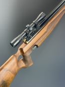 Daystate 2000 .22 PCP FAC air rifle with textured thumb-hole grip, raised cheek piece, adjustable