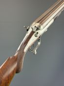 W W Greener 8 bore side by side double barrelled hammer action shotgun with named locks,
