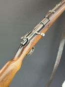 Mauser 1904 7.92mm bolt-action service rifle with Portuguese Carlos 1st 'IC' crest to the