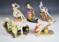 Five Peggy Davis / Kevin Francis figurines including Pin Up Parade, Making Friends, Marlene Dietrich