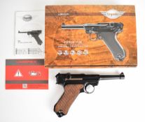 Umarex The Spirit of Legends P.08 Luger style .177 CO2 air pistol with chequered wooden grips,