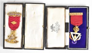 Two cased Masonic hallmarked silver and enamel jewels for Constantine Council no2, 1885-1935, both
