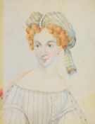 19th century portrait miniature on ivory Mary O'Brien or O'Bryen, Countess of Orkney, 8 x 6cm, in