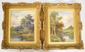 Henry Hillingford Parker (British 1858-1930) pair of oil on canvas river landscapes, one titled '