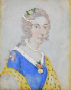 19th century portrait miniature on ivory 'Miss James, celebrated perfection', 7 x 5.5cm, in