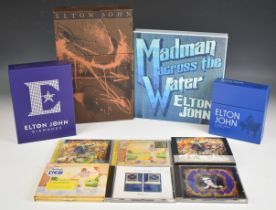 Elton John collection comprising three CD box sets, Elton John To Be Continued four cassette box