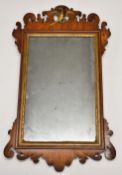 Regency mahogany wheatear mirror with bird finial and original glass, W37 x H63cm