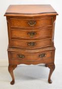 Reproduction serpentine fronted chest of four drawers, W41 x D32 x H73cm