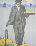 Edward Loxton Knight (1905-1993) signed limited edition 29/50 woodcut primrose seller, 28 x 22cm
