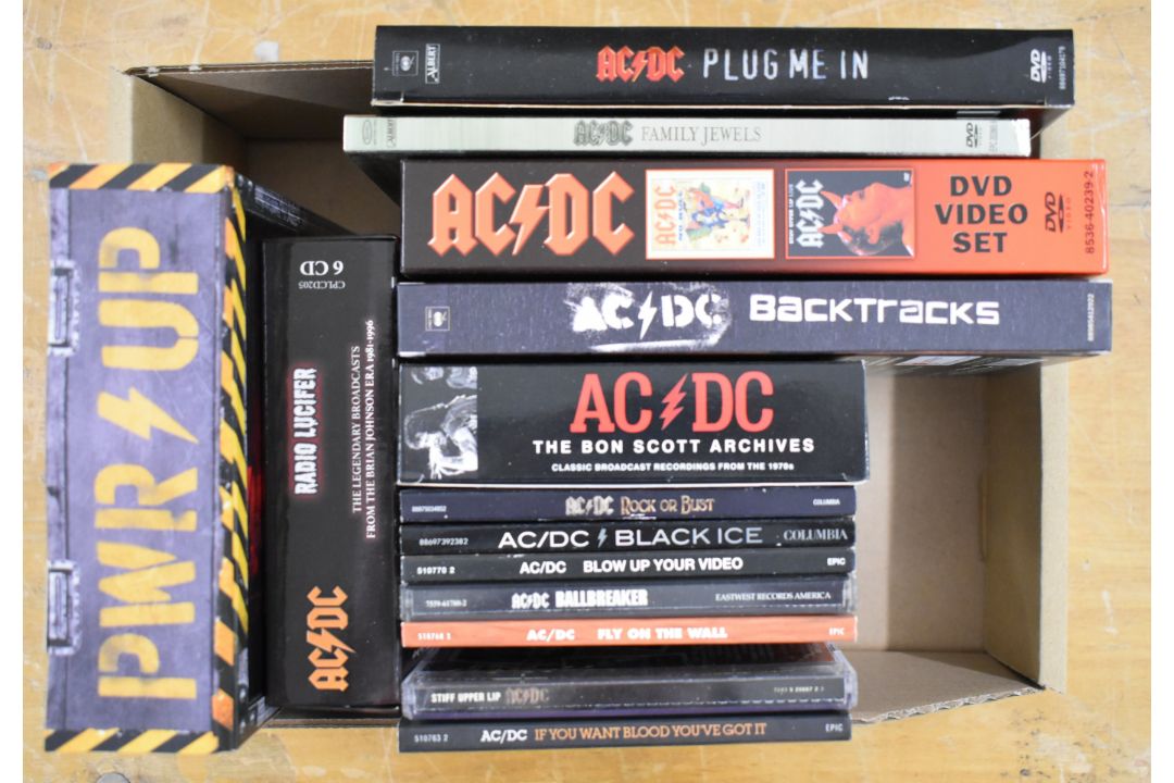 AC/DC CD and DVD collection of seven box sets and seven CDs