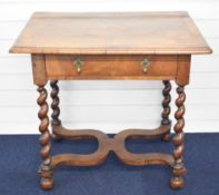 Queen Anne walnut quarter veneered crossbanded and parquetry decorated hall or side table with