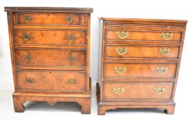 Two walnut / mahogany bachelor's chests of four graduated drawers, one with fold over top, the other