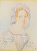 19th century portrait miniature on ivory Countess Osery (1736-1804), 6 x 4.5cm, in moulded