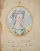 19th century portrait miniature on ivory Marie Antoinette late Queen of France, maximum diameter 4.