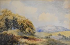 Attributed to William Bingham McGuinness RHA (1848-1929) watercolour landscape with farm, 22 x 34cm,