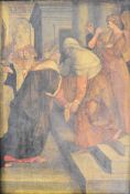 18thC oil on board La Visitazione , possibly after Mariotto Albertinelli or a study for a larger