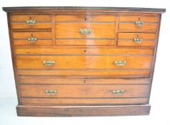 Edwardian Maple & Co slim chest of seven drawers, W121 x D34 x H92cm