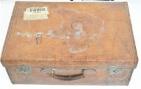 Large vintage leather suitcase, overall size 71 x 47 x 26cm