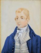 19th century portrait miniature on ivory Robert Burns, 6 x 4.5cm, in moulded ebonised wooden frame