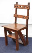 19th century Gothic style metamorphic library steps or chair with quatrefoil decoration, height as