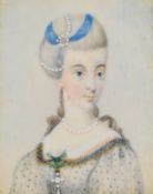 19th century portrait miniature on ivory 'Miss Bagot the favourite of King Charles II', 6 x 4.5cm,