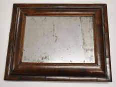 18thC walnut cushion mirror with original glass, 39 x 48cm