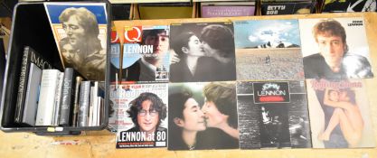A collection of John Lennon memorabilia and music including hand made 42 page scrapbook containing