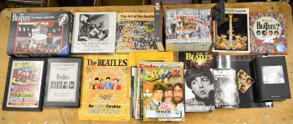 Large collection of Beatles memorabilia and music including a 91 x 68cm advert on card for a the