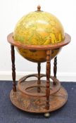 Globe drinks cabinet with hinged lid and fitted interior, diameter 50cm x height 83cm