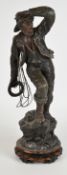Spelter figure of a lifeboatman with lifesaving buoy, H54cm