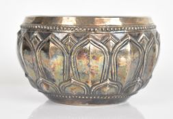 Burmese or similar silver bowl with embossed leaf decoration, unmarked but tests as circa 950 grade,